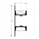 Profilé en aluminium modèle DOUBLE LUMIÈRE  - 2 mètres