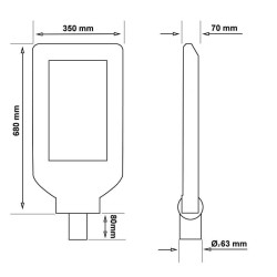 Armadura Farol LED 200W MAGNUM - 4 Módulos - Alumínio