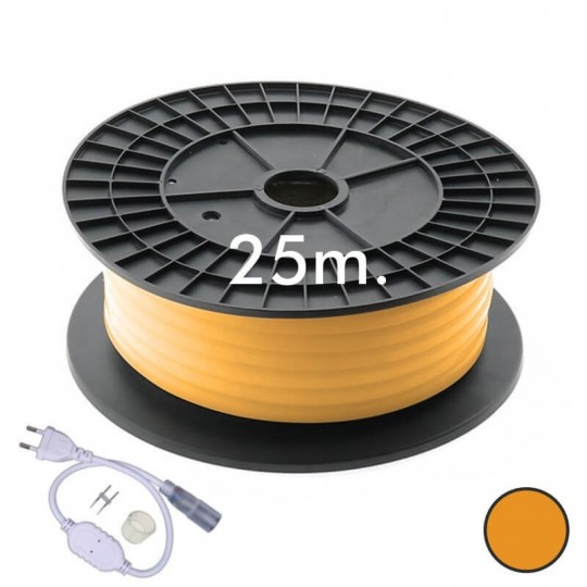 Neon LED ROND Flexible 220V Bobine 25m 16mm  - 9,6W/m - Orange