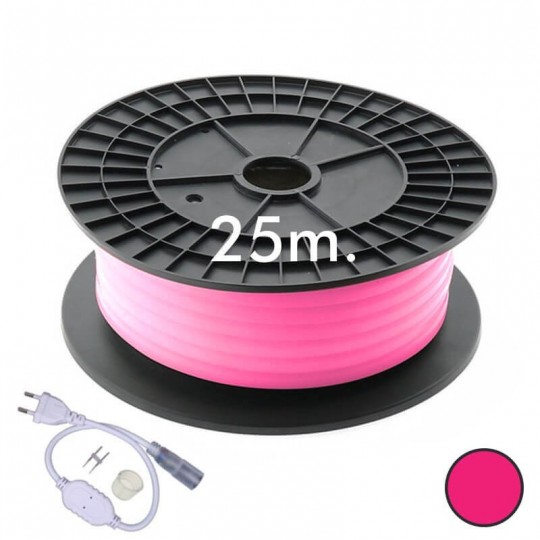 LED Neon Flex Lichtschlauchrolle RUND 220V 25m 16mm - 9,6W/m - Rosa