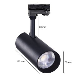 3-PHASE LED Tracklight 30W MAYA Black  Dimmable 24º