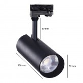 Spot LED MAYA Noir pour rail TRIPHASÉ  DOB Driverless DimmablE 30W - 24º