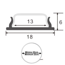 Aluminum profile FLEXIBLE U 3 meters PAF2M