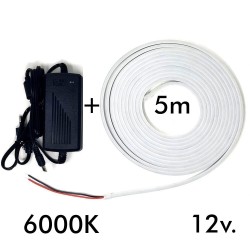 Pack Fita Neon LED 6mm 12V + Fonte de alimentação