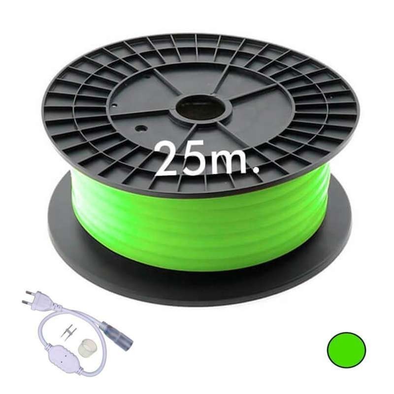 Neón LED CIRCULAR Flexible 220V Bobina 25m 16mm - 9,6W/m - Verde