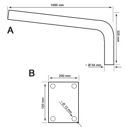 Lamp Post Bracket  Streetlight  Curve Tubular - Galvanized Steel - 1m.