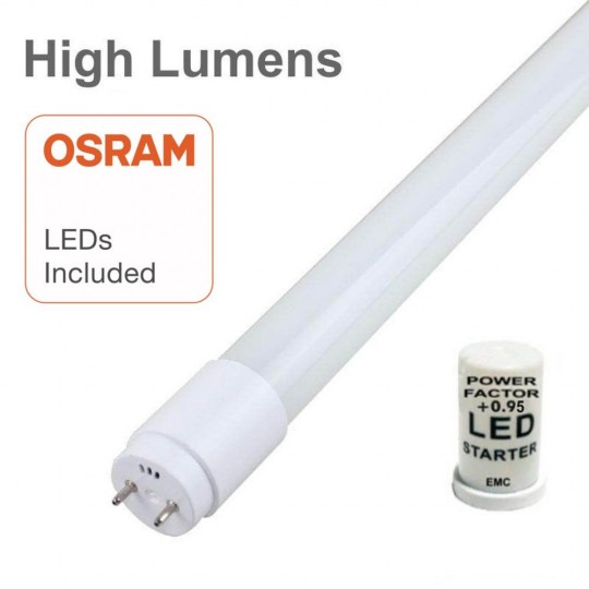 Tube LED 8W Cristal 300° - 60cm - LUMINOSITÉ ÉLEVÉE - OSRAM CHIP