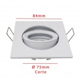 Frame square adjustable for LED MR16  GU10 - Aluminium