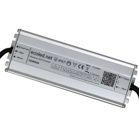 Fonte de alimentação PROFISSIONAL 24V 200W - ECOLED - IP67 - TÜV