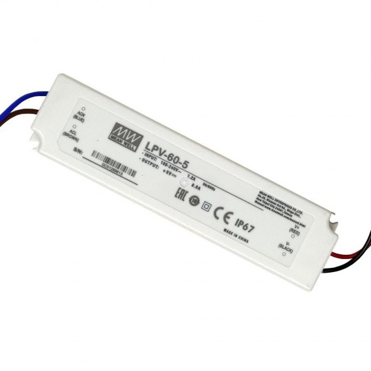 Alimentation PROFESSIONNELLE 5V 5V 40W 8A - MEAN WELL  - IP67  - TÜV