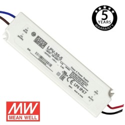 Fonte de alimentação PROFISSIONAL 5V 25W 5A - MEAN WELL - IP67 - TÜV