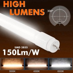 Tubo LED 8W Vidro 60cm 300º - ALTA LUZ - CHIP OSRAM CHIP