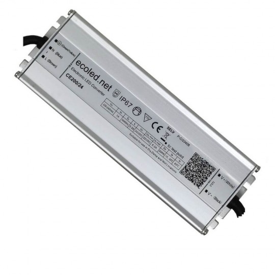 Fonte de alimentação PROFISSIONAL 24V 200W - ECOLED - IP67 - TÜV