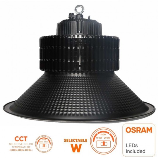 LED Hallenstrahler LED 150W-180W-200W CCT PRO BLACK OSRAM CHIP DURIS E 2835