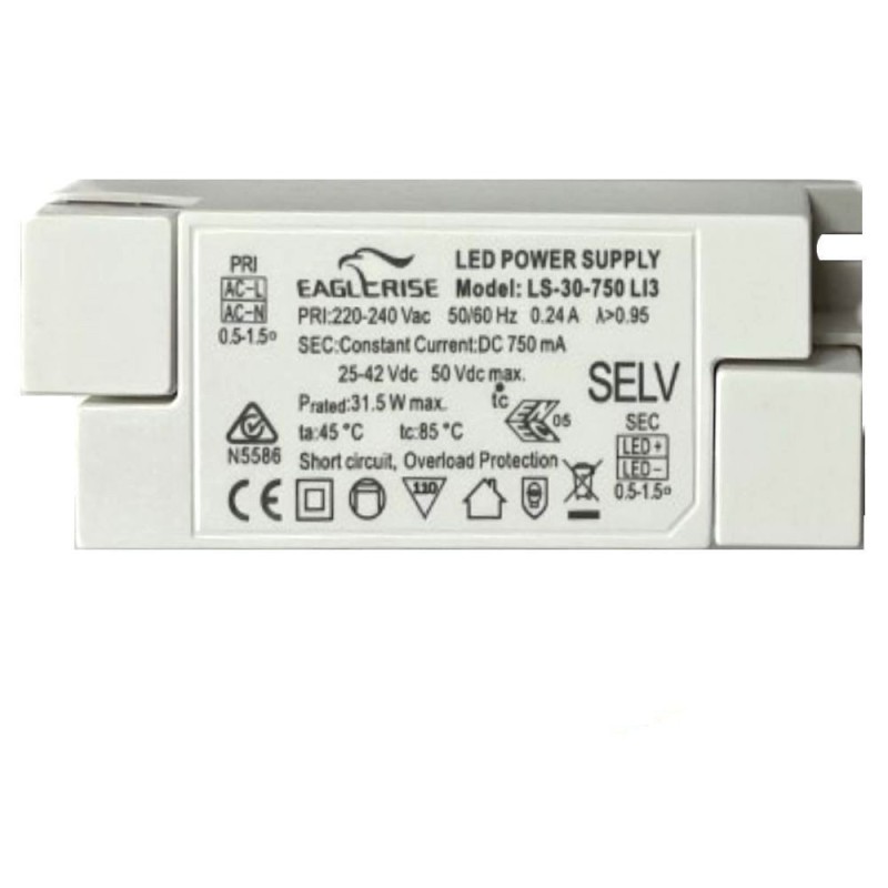 Driver for LED luminaires 25W 750mA