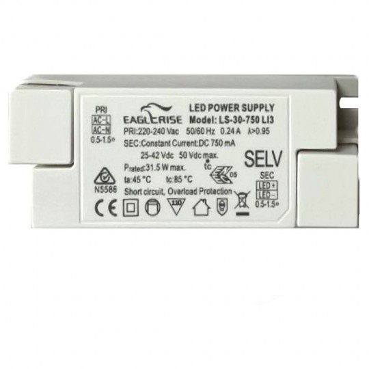 Driver for LED luminaires 30W 750mA