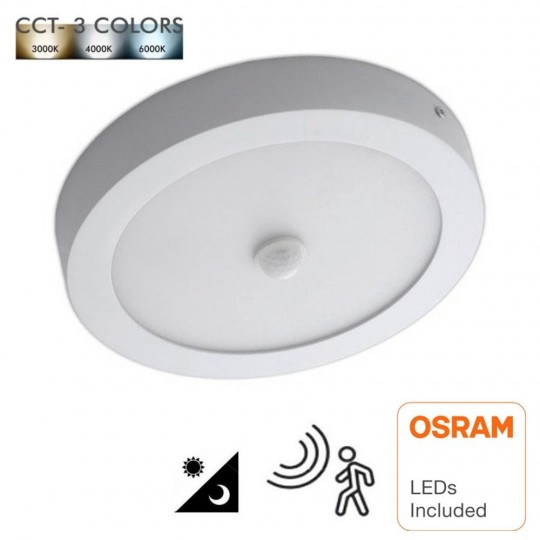 Plafonnier LED Circulaire 24W - 22W- 20W -18W Détecteur de Mouvement - 2700K+CCT - OSRAM CHIP