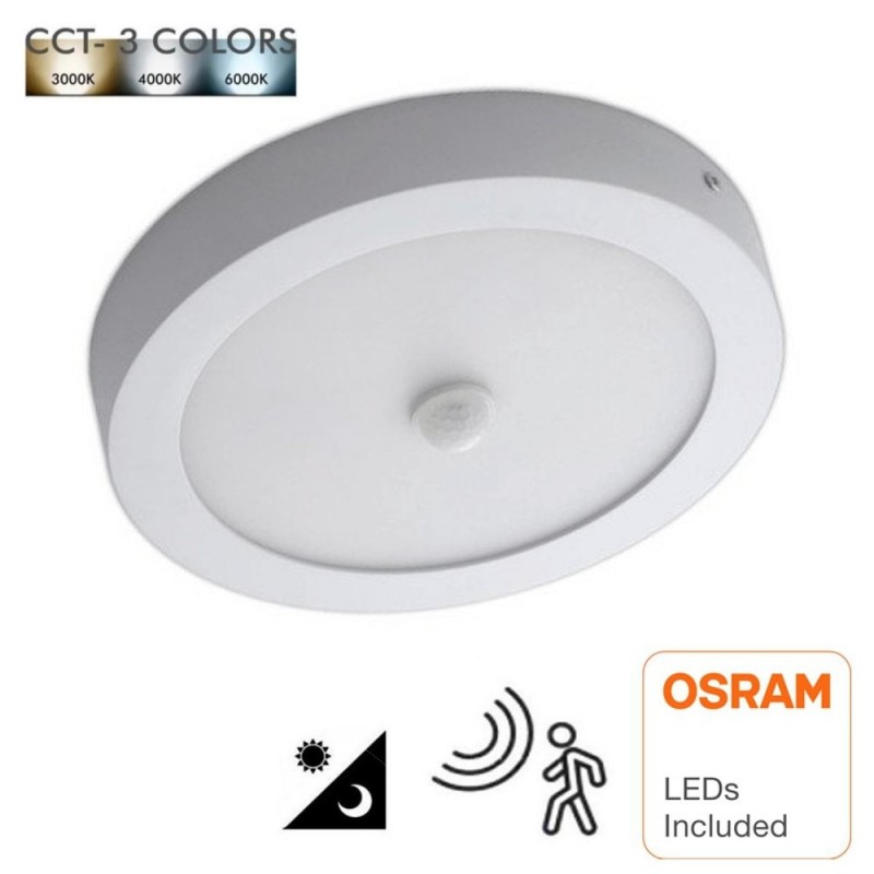 Plafond LED Superficie circular  20W com Detector de  Movimiento - CCT