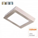 Plafond LED 15W - Quadrado Aço Inoxl - CCT - OSRAM CHIP DURIS E 2835