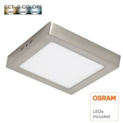 Plafond LED 20W - Quadrado Aço Inoxl - CCT - OSRAM CHIP DURIS E 2835