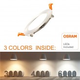 Painel LED Slim Circular 8W Acero Inox - CCT- OSRAM CHIP DURIS E 2835