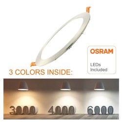 Painel LED Slim Circular 15W Acero Inox - CCT- OSRAM CHIP DURIS E 2835