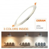 LED Einbauleuchte Rund 15W Silber Rahmen - CCT- OSRAM CHIP DURIS E 2835