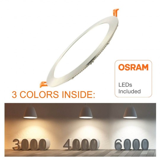 Painel LED Slim Circular 20W Acero Inox - CCT- OSRAM CHIP DURIS E 2835