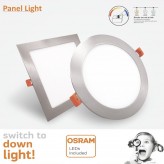 15W LED Square Downlight Slim  Stainless Steel - CCT- OSRAM CHIP DURIS E 2835