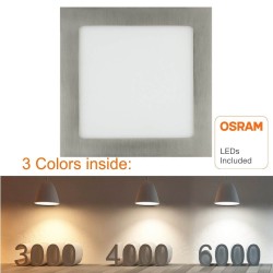 15W LED Square Downlight Slim  Stainless Steel - CCT- OSRAM CHIP DURIS E 2835