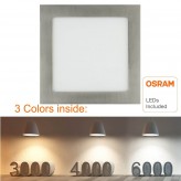 Downlight LED Carré 15W  Inox - CCT- OSRAM CHIP DURIS E 2835