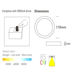 Plafón LED Circular Superficie Acero Inox 15W - CCT