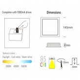 Downlight  LED -15W Carré-  OSRAM CHIP DURIS E 2835 - CCT - UGR17