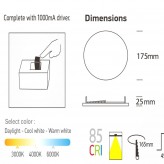 Downlight LED 24W - Frameless QUASAR - OSRAM CHIP DURIS E 2835 - CCT