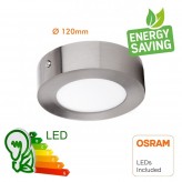 8W LED Ceiling Light - Circular Stainless Steel - CCT - OSRAM CHIP DURIS E 2835