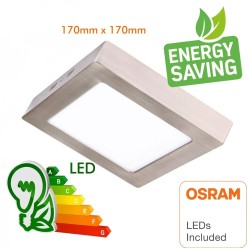 15W LED Ceiling Light - Square Stainless Steel - CCT - OSRAM CHIP DURIS E 2835