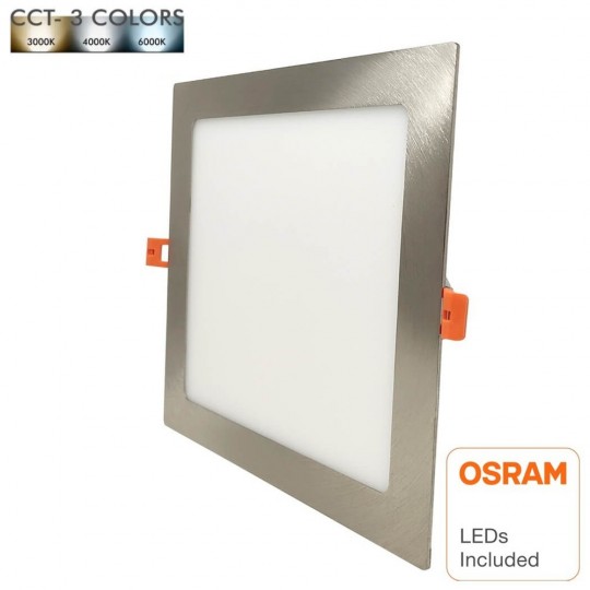 Painel LED Slim Quadrada 15W Acero Inox - CCT - OSRAM CHIP DURIS E 2835