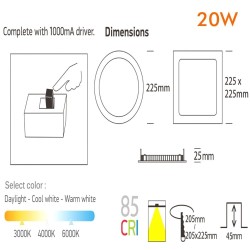 20W LED Circular Downlight Slim - Stainless Steel - CCT- OSRAM CHIP DURIS E 2835