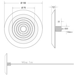 Lámpara LED Sumergible DC12V - 12W - IP68 - RGB