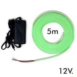 Comprar Pack Tira Neón Verde LED 6mm 12V + Fuente de Alimentación