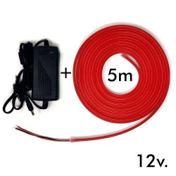 Comprar Pack Tira Neón Rojo LED 6mm 12V + Fuente de Alimentación