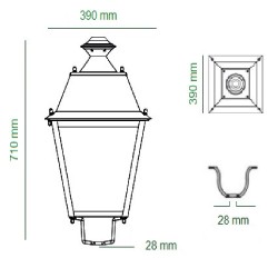 Farol LED Villa Aço 40W-50W-65W-100W