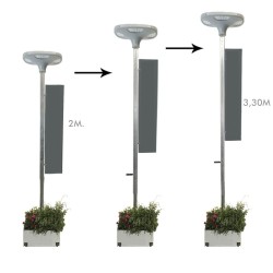 Farola Solar LED 100W Portatil SUNWAY + Soporte regulable altura con ruedas