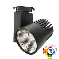 Foco LED 40W GRAZ Negro BRIDGELUX Chip Carril Monofásico CRI +90