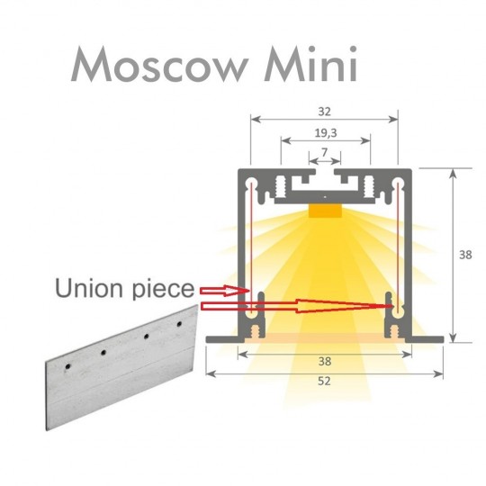 Placa de junção de alumínio - Luminária Linear -Munich Mini e Moscow Mini