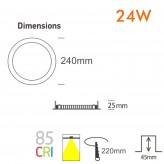 Placa Slim LED Circular 24W - OSRAM CHIP DURIS E 2835
