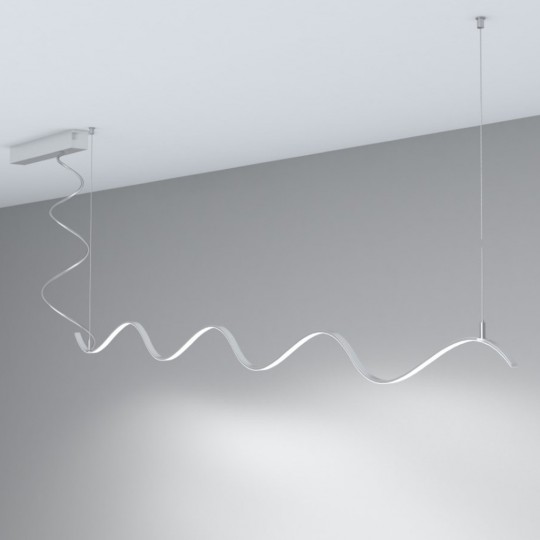 Linear Lamp Pendant - MILANO SLIM SILVER CURVES - 0.5m - 1m - 1.5m - 2m - IP20