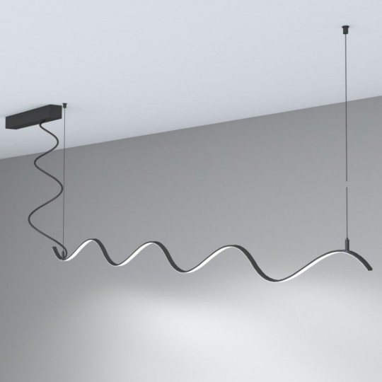 Linear Lamp Pendant - MILANO SLIM BLACK CURVES - 0.5m - 1m - 1.5m - 2m - IP20