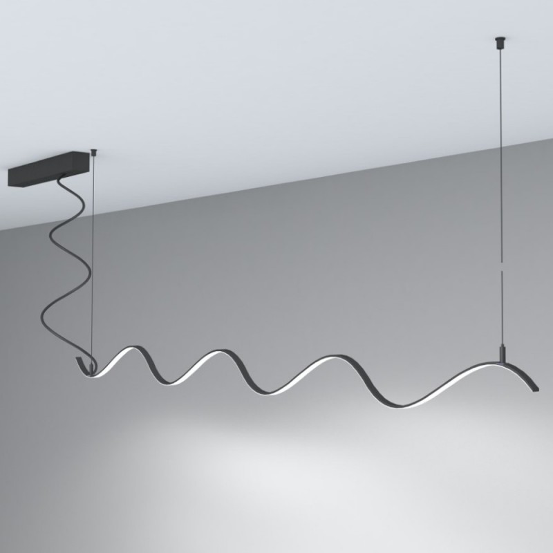 Lâmpada linear Pendente - MILANO SLIM PRETO CURVES - 0,5m - 1m - 1,5m - 2m - IP20