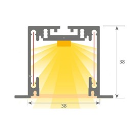 Luminaria Lineal LED - Empotrar - MOSCU MINI PLATA - 0.5m - 1m - 1,5m - 2m - IP54